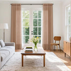 Peach Linen Curtains 96 Inches Long Set - Image 7