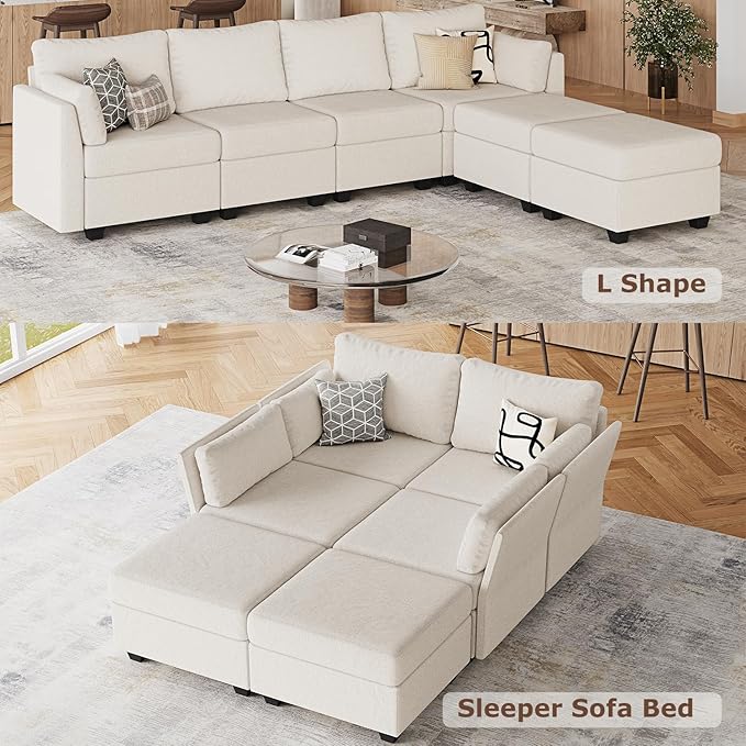 Huatean Home 114.17" Modular Sectional Sofa, 6 Seat Modular Couch - Image 4
