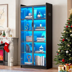 Dystler Display Cabinet with Glass Doors and Shelves, 5 Tier Display Case by CraftYourIdealHomeLife