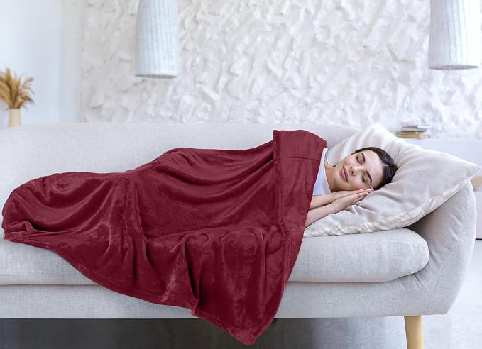 Utopia Bedding Soft Fleece Bed Blanket Twin Size Burgundy | Microfiber Plush - Image 8