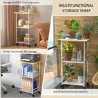 ThreeHio Rolling Kitchen Microwave Cart, 3 Tier Microwave Table Stand - Image 5