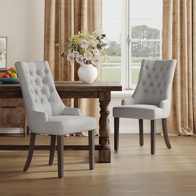 COLAMY Fabric Side Dining Chairs Set of 6, Wingback Upholstered Dining Room - Image 8