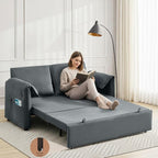 63" Velvet 3 in 1 Convertible Sleeper Sofa Bed, Pull Out Couch Bed Loveseat - Image 4