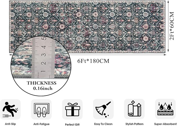 Lahome Moroccan Washable Runner Rug, 2x6 Kitchen Runners - Image 2