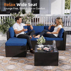 Aoxun Outdoor Patio Furniture Set, 5-Pieces All-Weather Rattan Sectional Sofa - Image 3