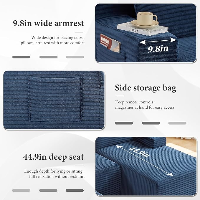 96" Sectional Couches for Living Room Cloud Couch Sofa - Image 5