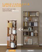 4-Tier Solid Wood Rotating Bookshelf on Wheels, 360° Spinning Book Shelf Tower - Image 3