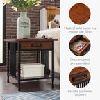 Leick Home Ironcraft End Table, Solid Wood, 1 Storage Drawer, Bottom Display - Image 5