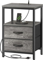 Huuger Nightstand with Charging Station, Fabric Drawers, End Table with Open by Huuger