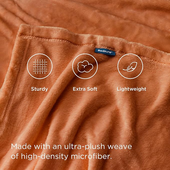 Bedsure GentleSoft Orange Fleece Blanket King Size - Image 3