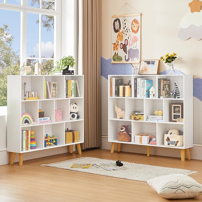 LEYAOYAO 10 Cube Bookshelf, 3 Tier Modern Wide Bookcase - Image 5
