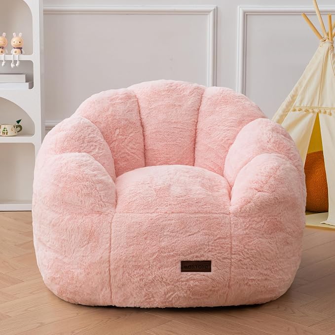 MAXYOYO Kids Bean Bag Chair, Floral Shaped Bean Bag Sofa, Plush Faux Fur by MAXYOYO