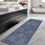 Dark Blue Washable 2x7 Runner Rug Non Slip by HazoHaus