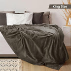 Utopia Bedding Ultra Soft Fleece Bed Blanket King Size Brown | Microfiber Plush - Image 2