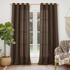 YoungsTex Brown Linen Curtains 98 Inch Length by YoungsTex