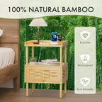Amazer Nightstand with Charging Station, Bedside Table Bamboo with USB Ports & - Image 3
