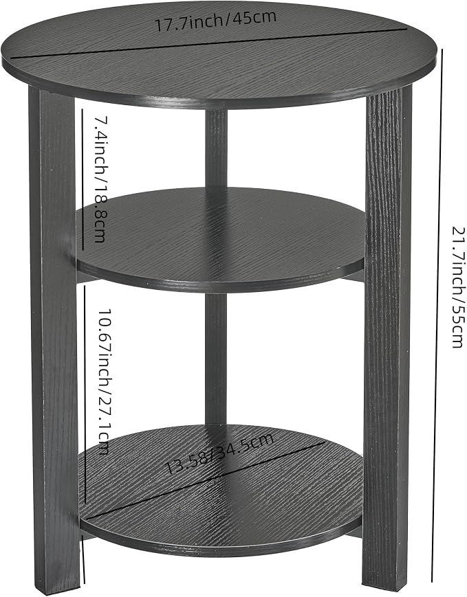 Farmhouse 3-Tier Round Side Table, 17.7*21.7inch End Table - Image 3