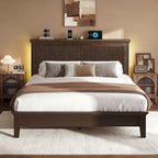 Lifezone Queen Bed Frame with Headboard, Solid Wood Bed Frame Queen Size with by Lifezone