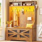 Itaar Hall Tree with Bench and Shoe Storage, 5-in-1 Entryway Bench with Coat by Itaar