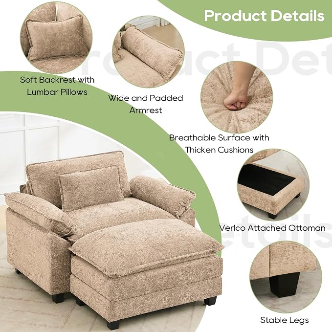 Oprisen 53" Modular Sectional Sofa, Comfy Cloud Couch Sectional Sofa - Image 6