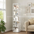 MAHANCRIS 5-Tier Rotating Bookshelf, Freestanding Corner Bookshelf, 360° - Image 2