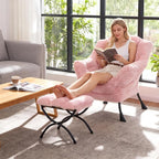 Welnow Lazy Chair with Ottoman, Modern Accent Chair with Armrests and a Side - Image 2