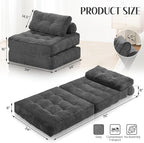 HABUTWAY Folding Sofa Bed, Convertible Sleeper Chair Bed w/Dual-Pillow & Handle - Image 2