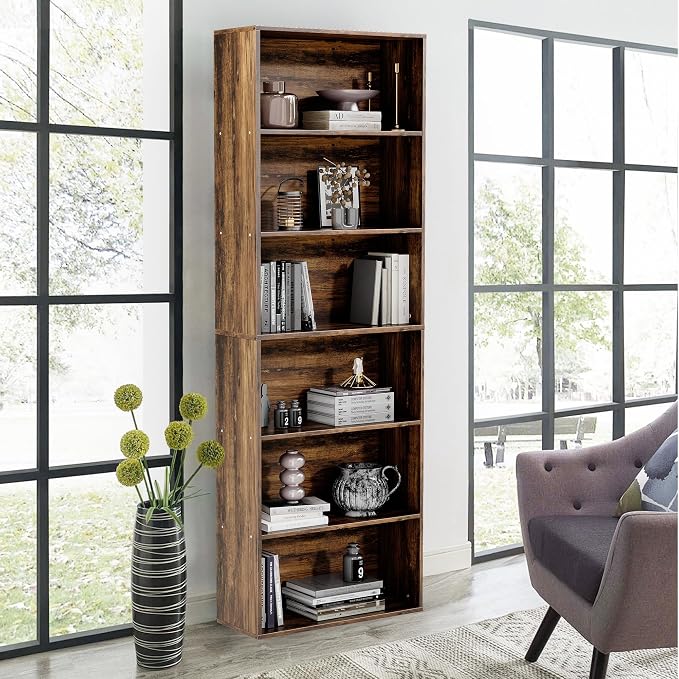 GRUSIGN 71" Tall 6-Tier Bookshelf, Large Open Display Bookcase by GRUSIGN