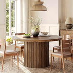 47" Solid Wood Dining Table for 4-6, Farmhouse Round Kitchen Table - Image 3