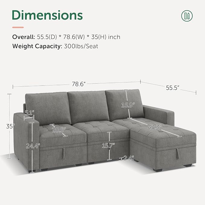HONBAY Modular Sectional Couch L Shaped Sofa - Image 2