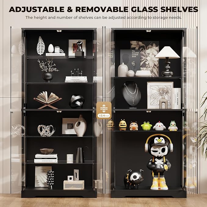 BROTTAR Display Cabinet with Glass Door, 6-Tier 71" Curio Cabinet with 3 Color - Image 4
