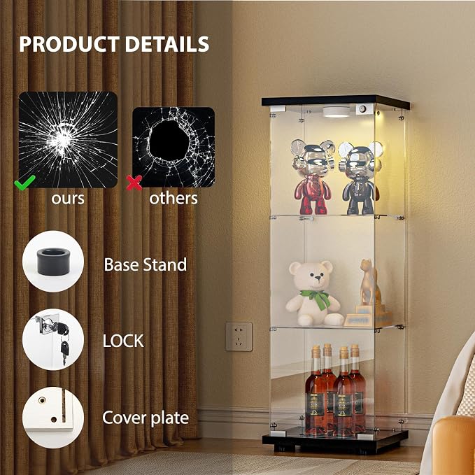 FANYUSHOW 3-Shelf Glass Display Cabinet - Image 7
