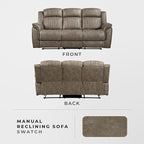 Lexicon 83.5" W Manual Double Reclining Sofa, Polished Microfiber Recliner Sofa - Image 5