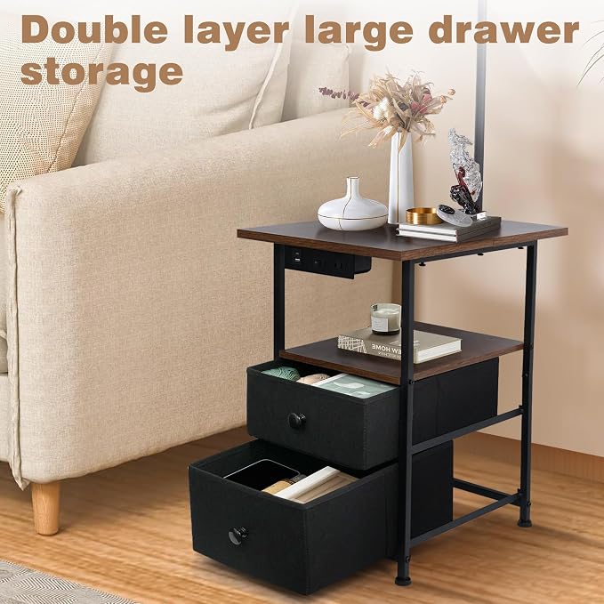 PESRAE Floor Lamp with Table & 2 Drawers, End Table with 3 Color Temperature - Image 2