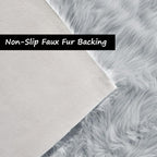 Goolela Grey Round Area Rug 6ft Fluffy Circle Faux Sheepskin Fur Carpet - Image 4