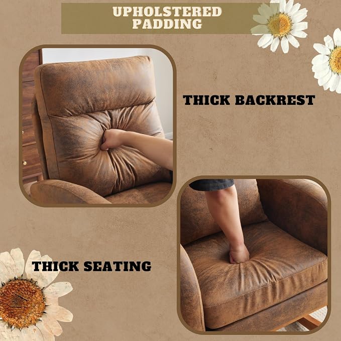 VINGLI Rustic Microfiber Nursing Rocking Chair - Image 3