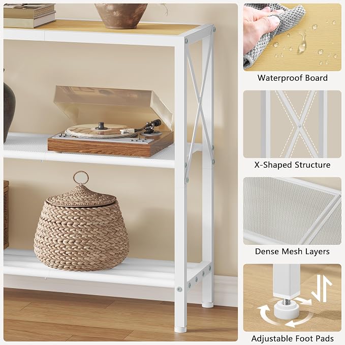 Hoctieon Industrial Console Table, 3 Tier Entryway Tables, Hallway Desk - Image 7