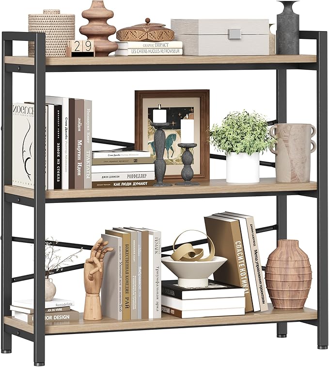 Book Shelf, 3 Tier Bookshelf 31.49" Width, Book Shelf Storage and Organization by Homeiju