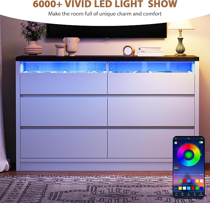 Jocoevol Modern LED 6 Drawer Dresser - Image 3