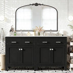 Besdomus Antique Arched Large Mirror: 48"x33" French Oversize Black Arch - Image 3