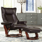 Benchmaster Morgan Java Swivel Faux Leather Recliner Chair - Image 2