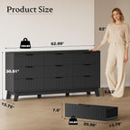 BORNOON 63" Long Dresser for Bedroom, 9-Drawer Fluted Dresser, Extra-Wide Wood - Image 2