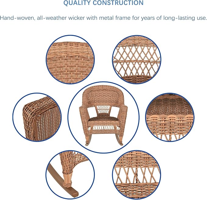 Jeco 3 Piece Rocker Wicker Chair Set - Image 5