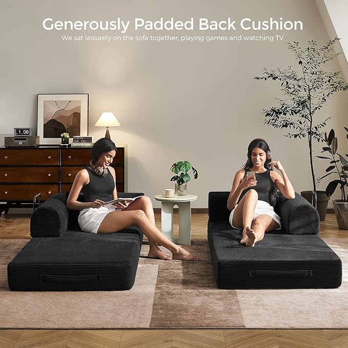 79" Convertible Sofa Bed with Fixed-Shape Frame & Removable Armrests, Modular - Image 4