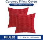 MIULEE Corduroy Decorative Throw Pillow Covers 20x20 Red Pack of 2 | Soft Boho - Image 6