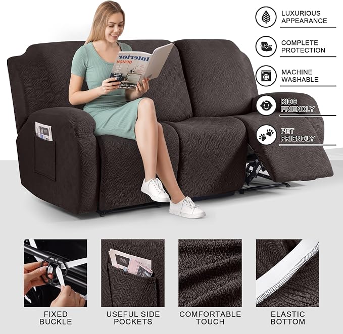 Timeles Recliner Covers for 3 Seater Reclining Couch Covers Sofa Slipcover - Image 3