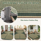 Lahome Rainbow Easy Jute Dark Green Rug, 5x7 Mid Century Modern Rug | Rugs - Image 3