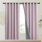 NICETOWN Pink Vintage Linen 100% Blackout Curtains - Image 2
