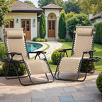 Devoko Set of 2 Zero Gravity Lounge Chairs, Outdoor Folding Adjustable Steel - Image 2