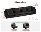 154" Oversized Corduroy Couch Modular Sectional Sofa, Washable Cloud Couch - Image 2